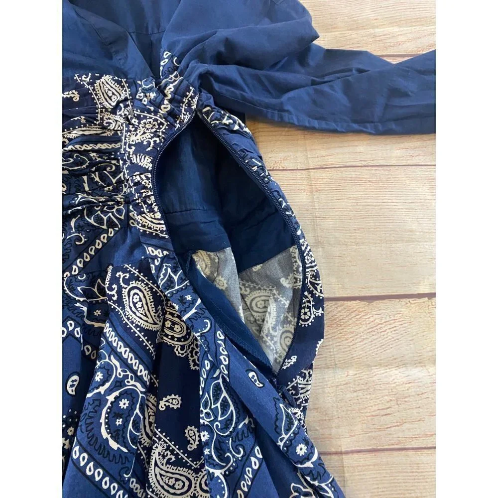 Anthropologie Holding Horses Women's Blue Flared Bandana Dress - 0 - Picture 13 of 15